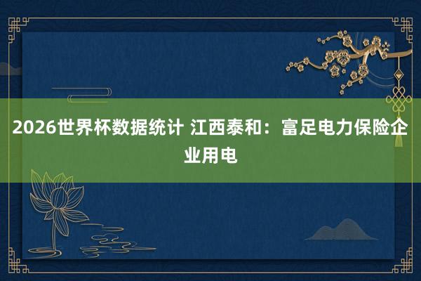 2026世界杯数据统计 江西泰和：富足电力保险企业用电