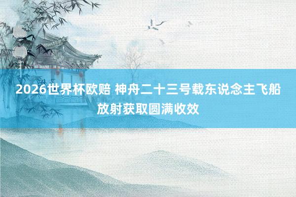 2026世界杯欧赔 神舟二十三号载东说念主飞船放射获取圆满收效