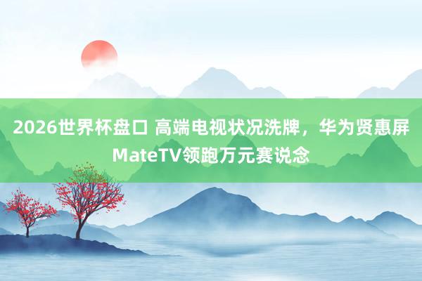 2026世界杯盘口 高端电视状况洗牌，华为贤惠屏MateTV领跑万元赛说念