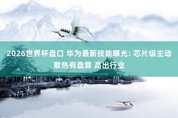 2026世界杯盘口 华为最新技能曝光: 芯片级主动散热有盘算 高出行业