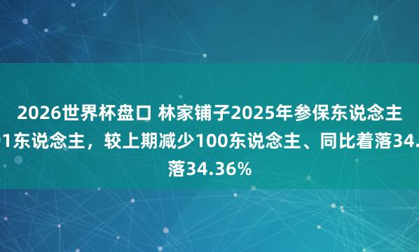 2026世界杯盘口 林家铺子2025年参保东说念主数191东说念主，较上期减少100东说念主、同比着落34.36%