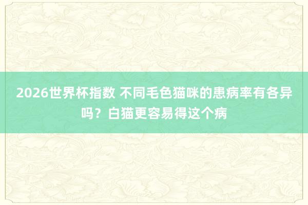 2026世界杯指数 不同毛色猫咪的患病率有各异吗？白猫更容易得这个病