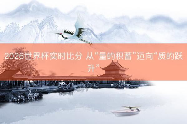 2026世界杯实时比分 从“量的积蓄”迈向“质的跃升”