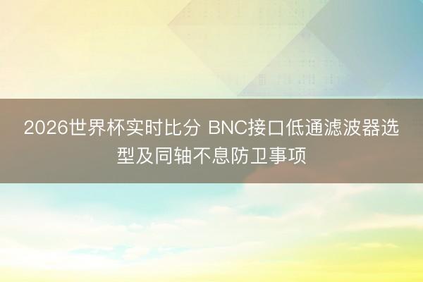 2026世界杯实时比分 BNC接口低通滤波器选型及同轴不息防卫事项