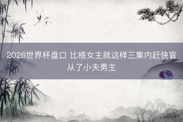 2026世界杯盘口 比格女主就这样三集内赶快盲从了小夫男主